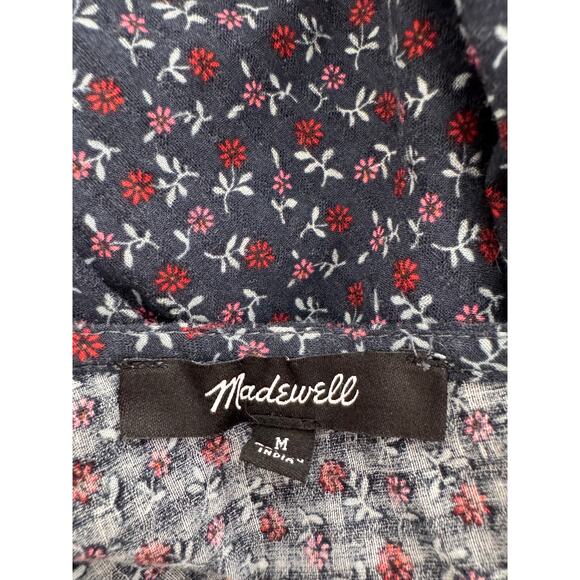NEW MADEWELL Multicolor Campden Daisies Tie-Back Peplum Blouse Top Size M - Picture 4 of 9
